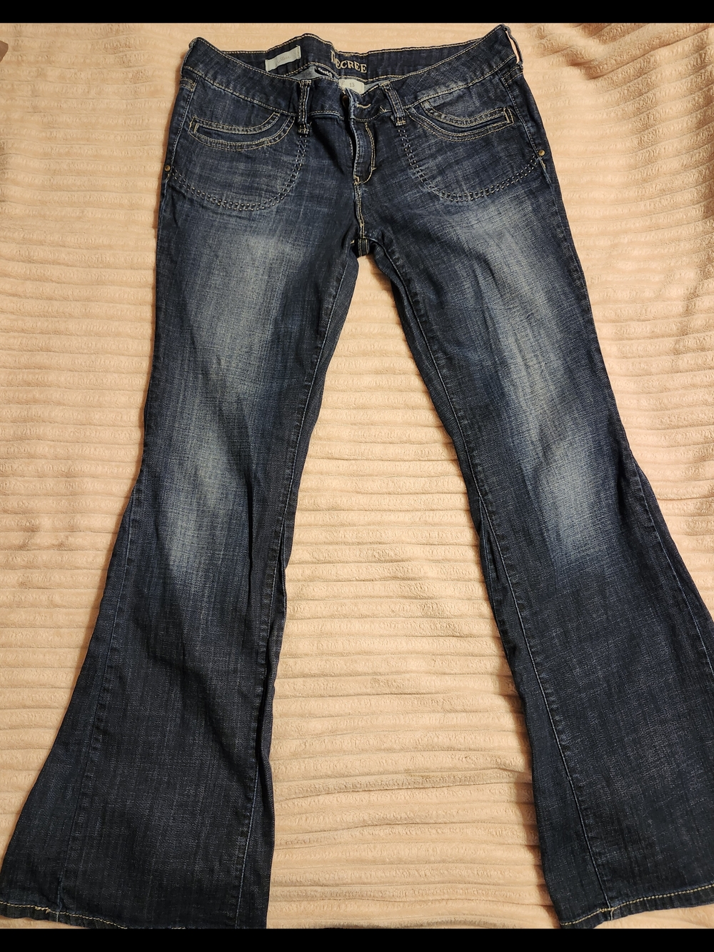 Decree Dark and Mid Blue High-Rise Stretch Jeans